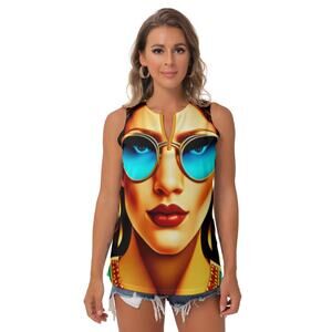 FullbreedCustom Print Women's Sleeveless V-Neck Top